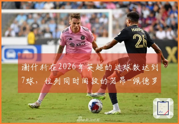 谢什科在2026年英超的进球数达到7球，位列同时间段的若昂-佩德罗之后。